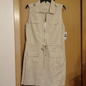 Michael Kors Khaki Zip Sleeveless Dress